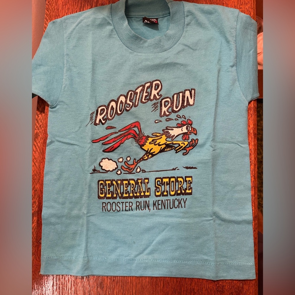 Vintage Kids Light Blue Rooster Run T-Shirt